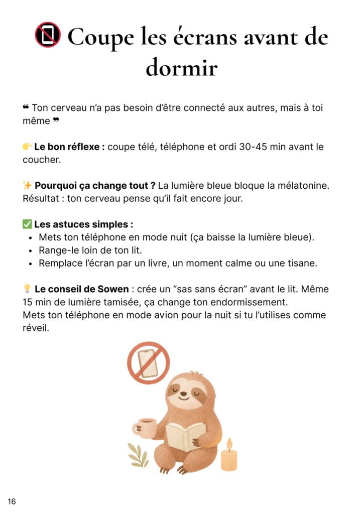 Guide Sommeil - Coupe les écrans avant de dormir